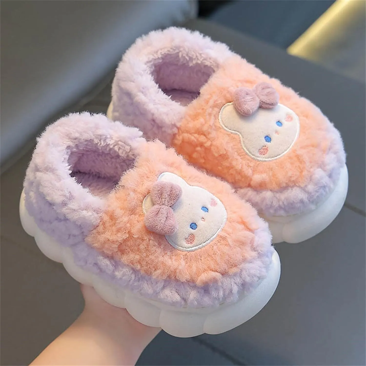??artoon Plush Slippers Girls Winter Cute Indoor Outdoor Fuzzy Non-Slip Bedroom Slippers Toddler Girl Size 5 Sandals