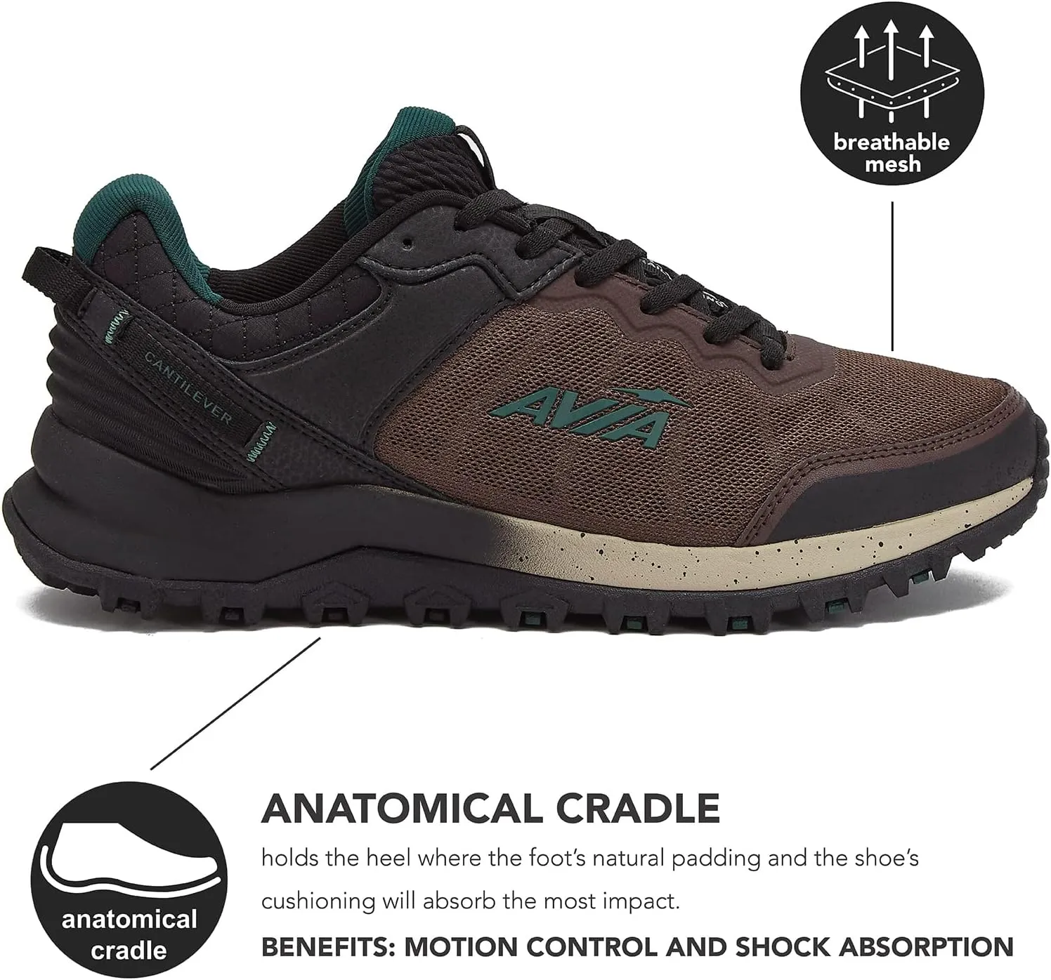 Avia Ultra Mens Trail Running Shoes, Lightweight Breathable Mesh Sneakers for Men