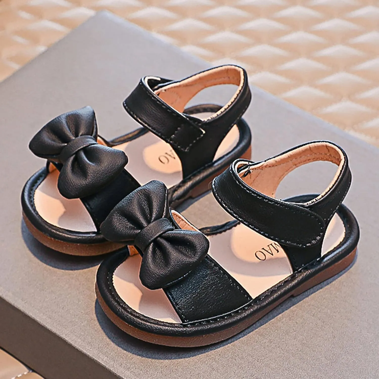 Baby Girls Bow Open Toe Sandals Summer Flat Wide Shoes Toddler Kids ??ow Heels Shower Beach Dress Dance Shoes Fashion
