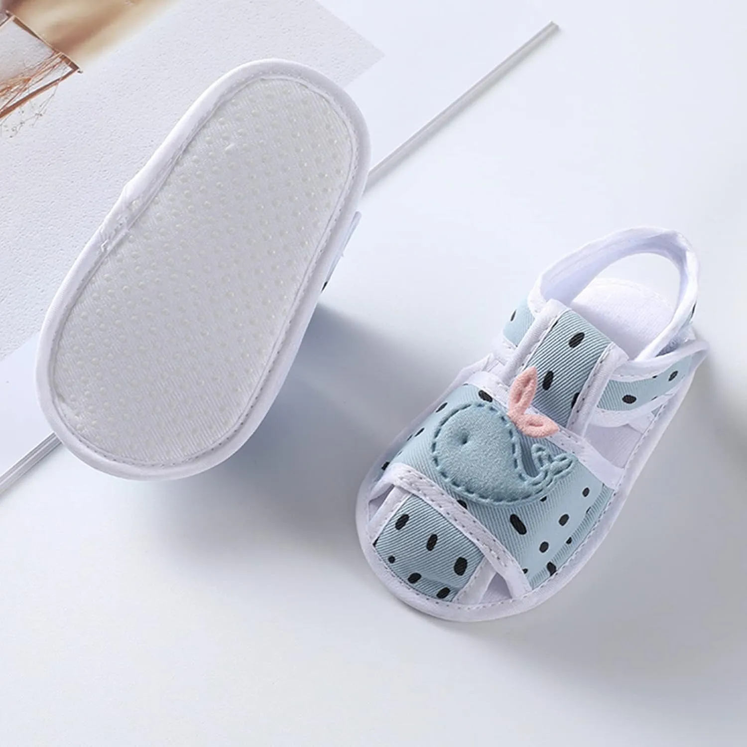 Baby Infant Canvas Barefoot Sandals Flat Strap Wide Shoes Toddler Newborn Closed Toe Non Slip First Walking Sandals