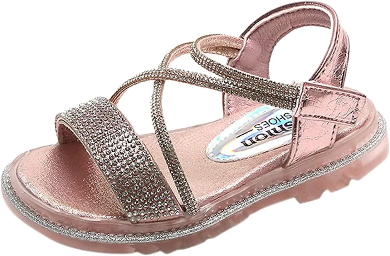 Baby Kids Pearl Sequins Sandals Open Toe Wide Summer Shoes Boys Girls Toddler Rubber Slip On Strap Loafers Comfy Trendy