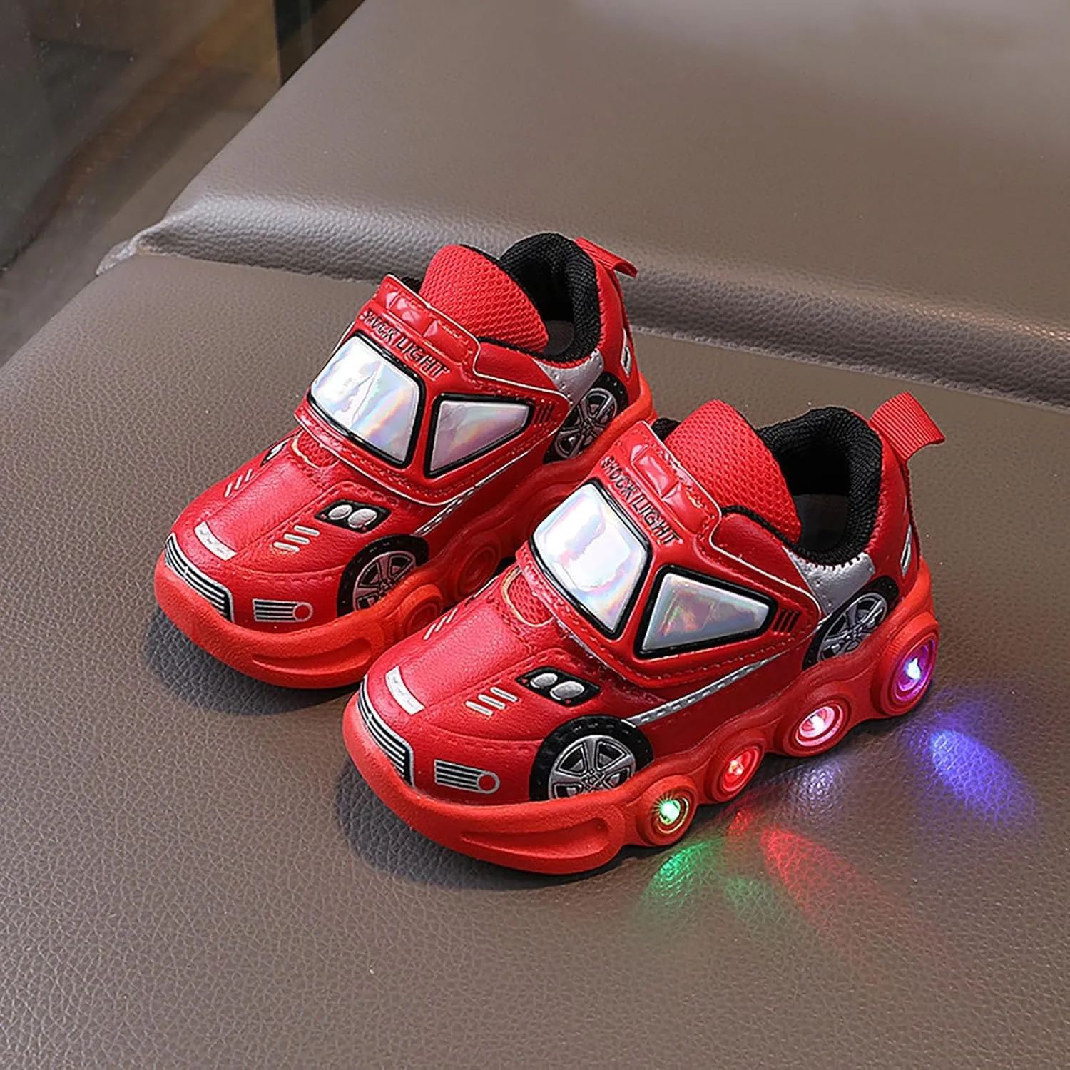 Baby Light Up Shoes Casual Cartoon Car Sneaker Kids Sports Shoes Light Up Shoes for Boys Toddler Girl Tennis Shoes