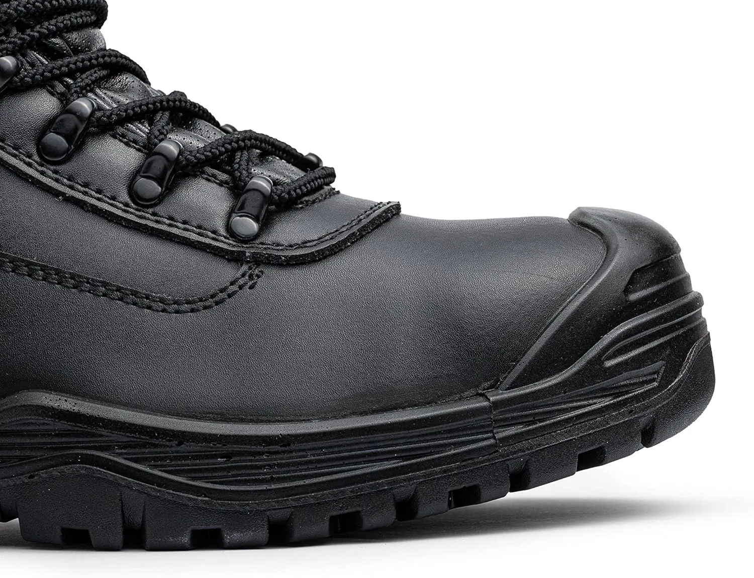 Black Hammer Mens Work Boots Lightweight Steel Toe Safety Shoes with Non-Slip Outsoles, Comfort for Any Job 6600 Black