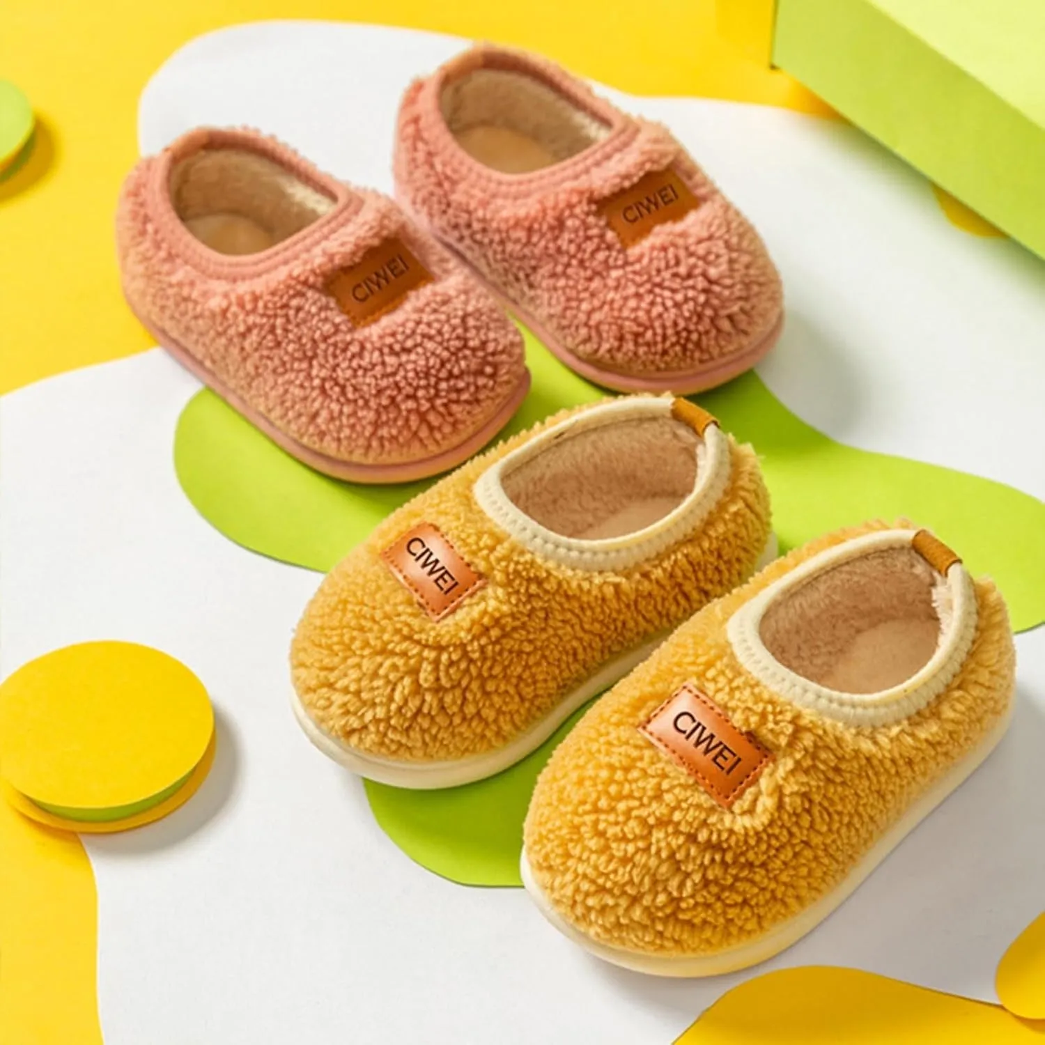 Boys Girls House Warm Slippers Fuzzy Winter Soft Slippers for Kids Fleece Non-Slip Toddler Home Indoor Shoes