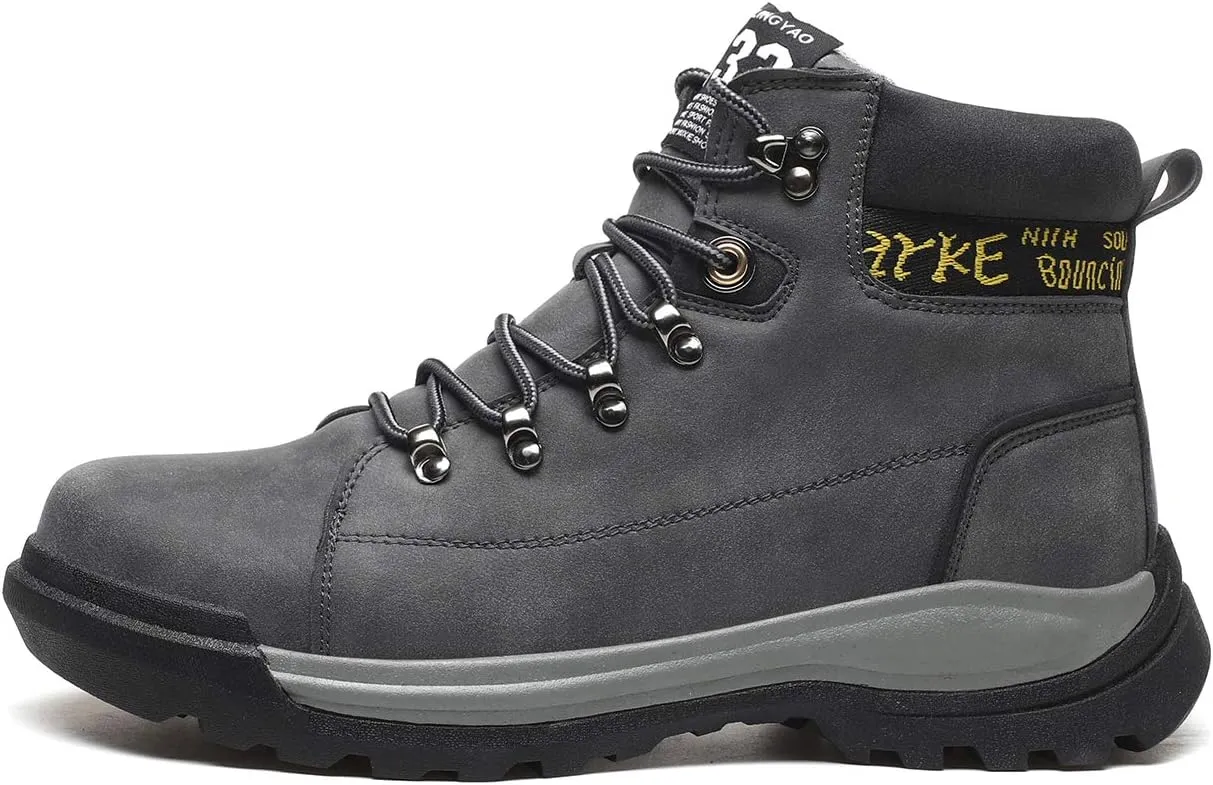 CERYTHRINA Mens Snow Boots Hiker Hiking Boot Leather Waterproof Warm Fur Lined Lace Up Anti-Slip Ankle Sneakers High Top Winter Casual Outdoor Travel Shoes