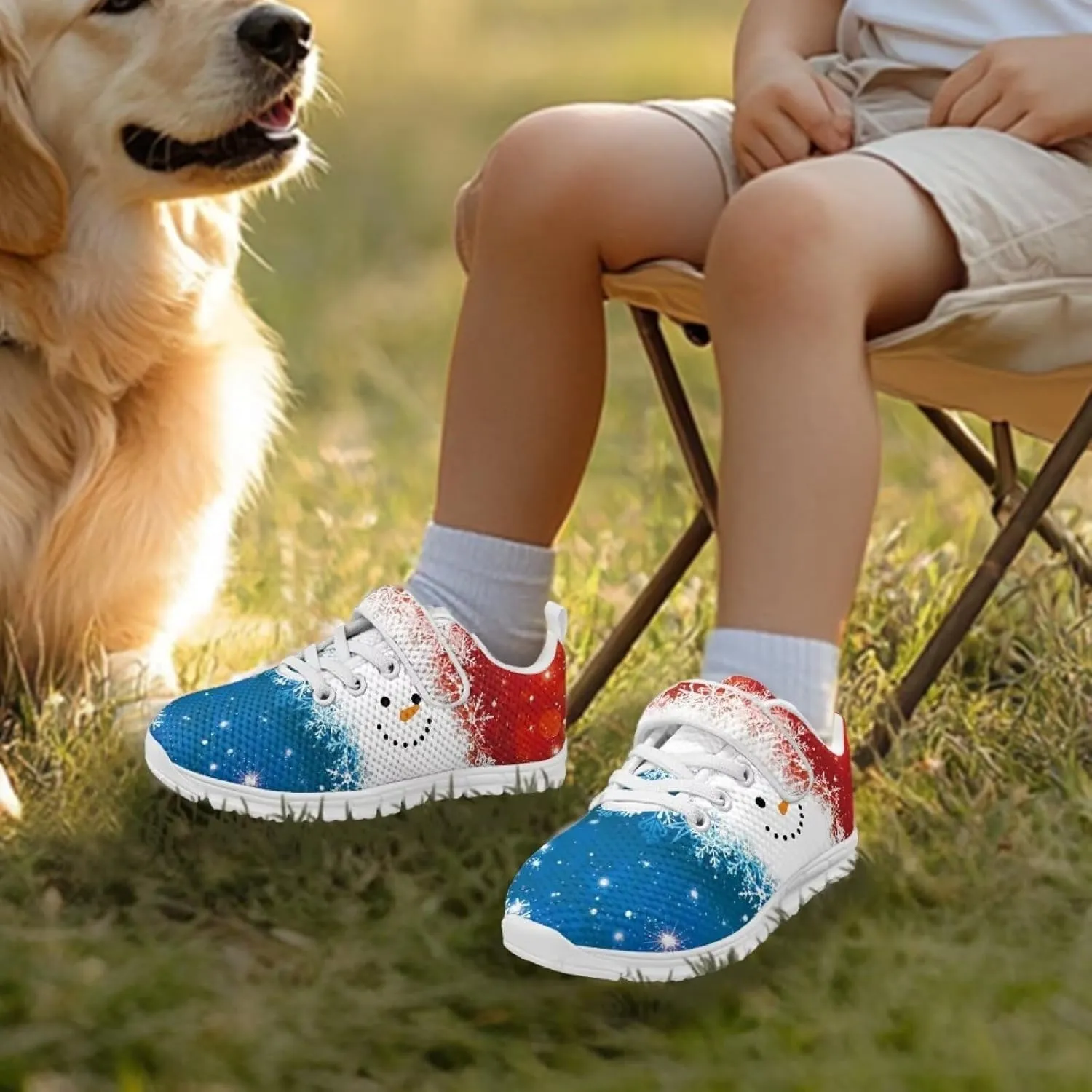 Christmas Sneakers Slip on Shoes for Kids Girls Boys Walking Running