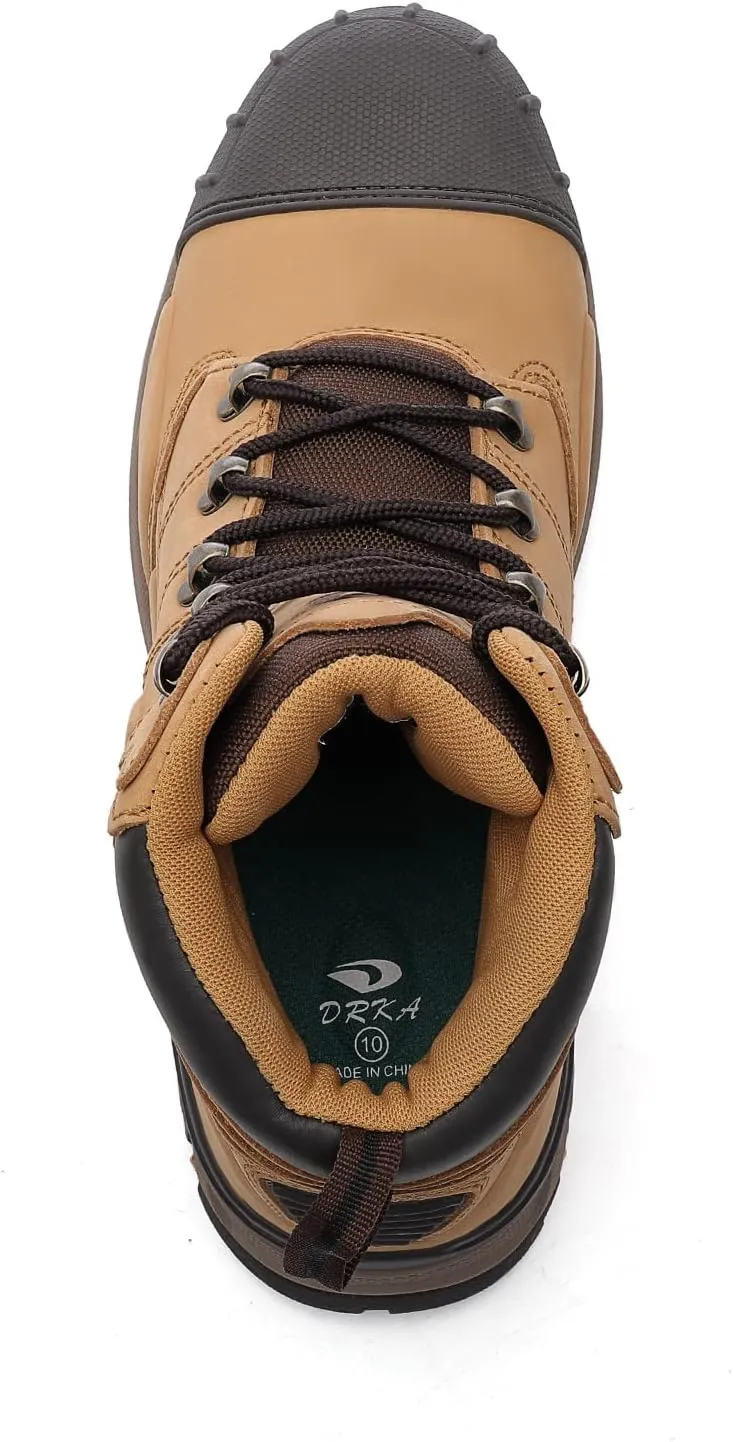 DRKA Steel Toe Work Boots for Men,Waterproof Durable Industrial and Construction Safety Footwear Mens Work Boots,Non-slip Cushioning Outsole