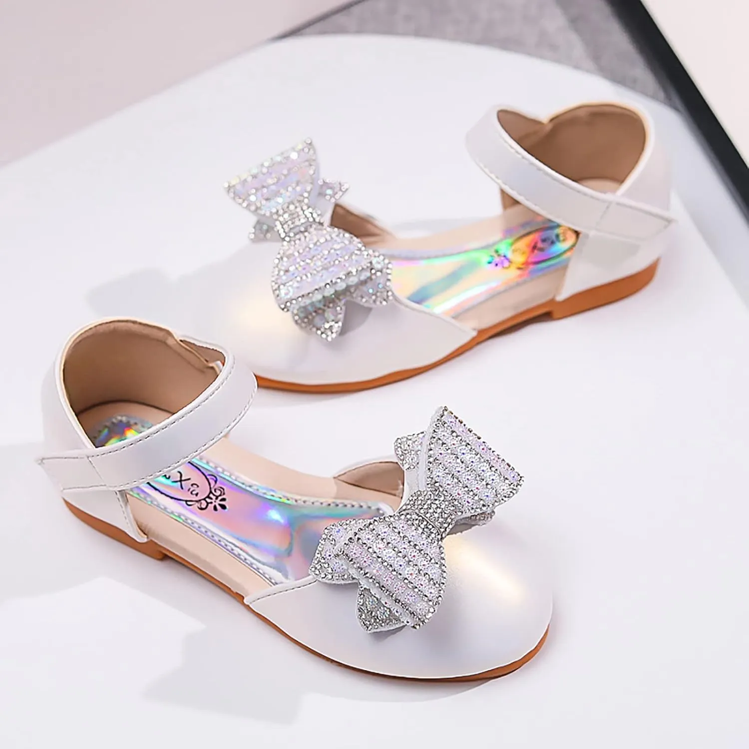 Girls Kids Bow Pearl Sequins Sandals Cap Toe Ankle Strap Wedding Birthday Shoes Baby Girl Summer ??ow Heel Shoes