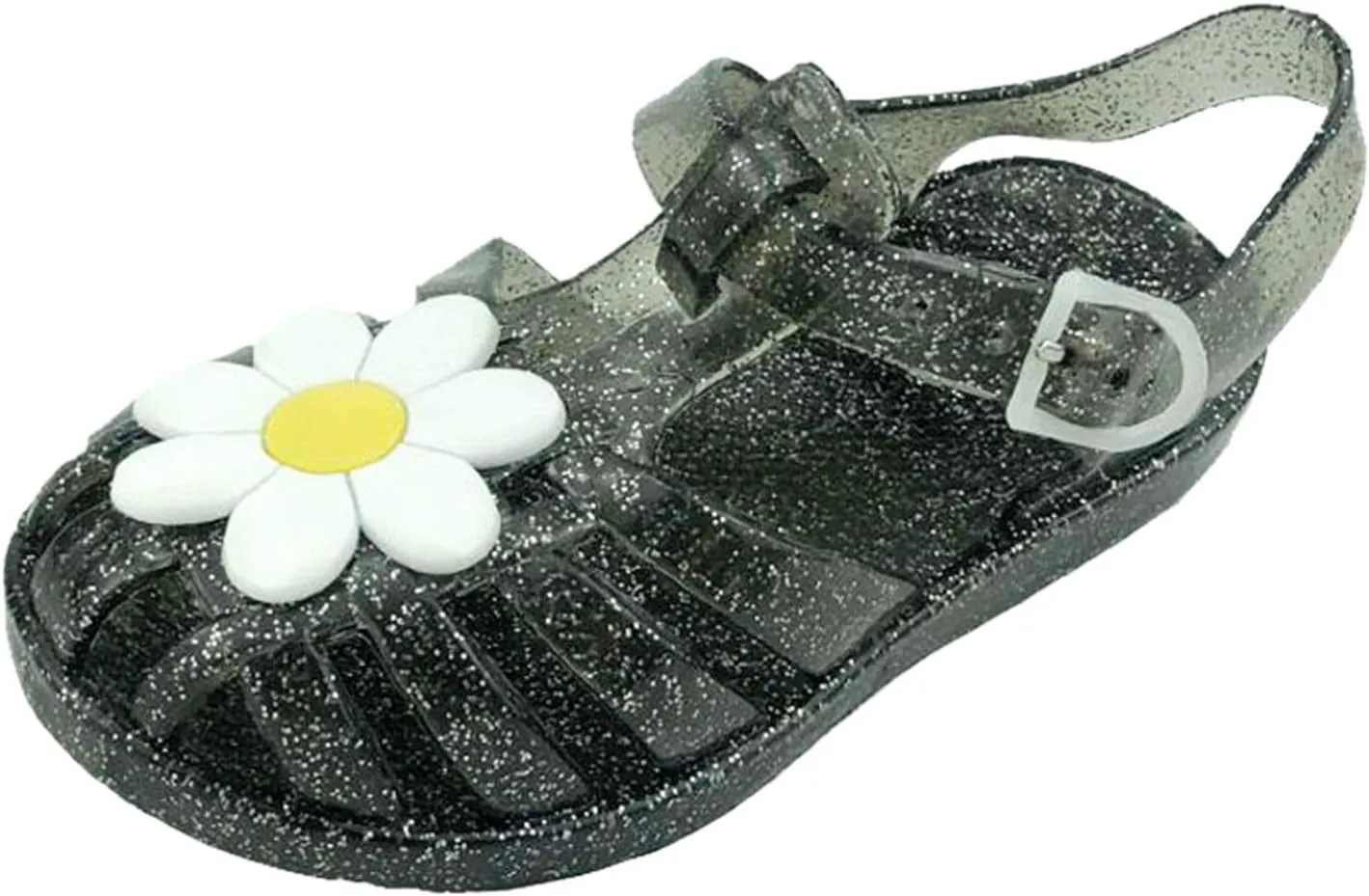 Girls Kids Jelly Soft Sandals Flower P??ep Toe Adjusted Strap Summer Water Shoes Baby Toddler Shower Funny Sandals