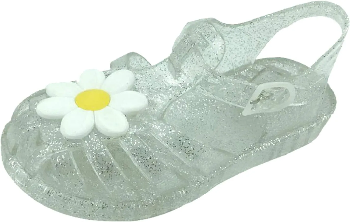 Girls Kids Jelly Soft Sandals Flower P??ep Toe Adjusted Strap Summer Water Shoes Baby Toddler Shower Funny Sandals