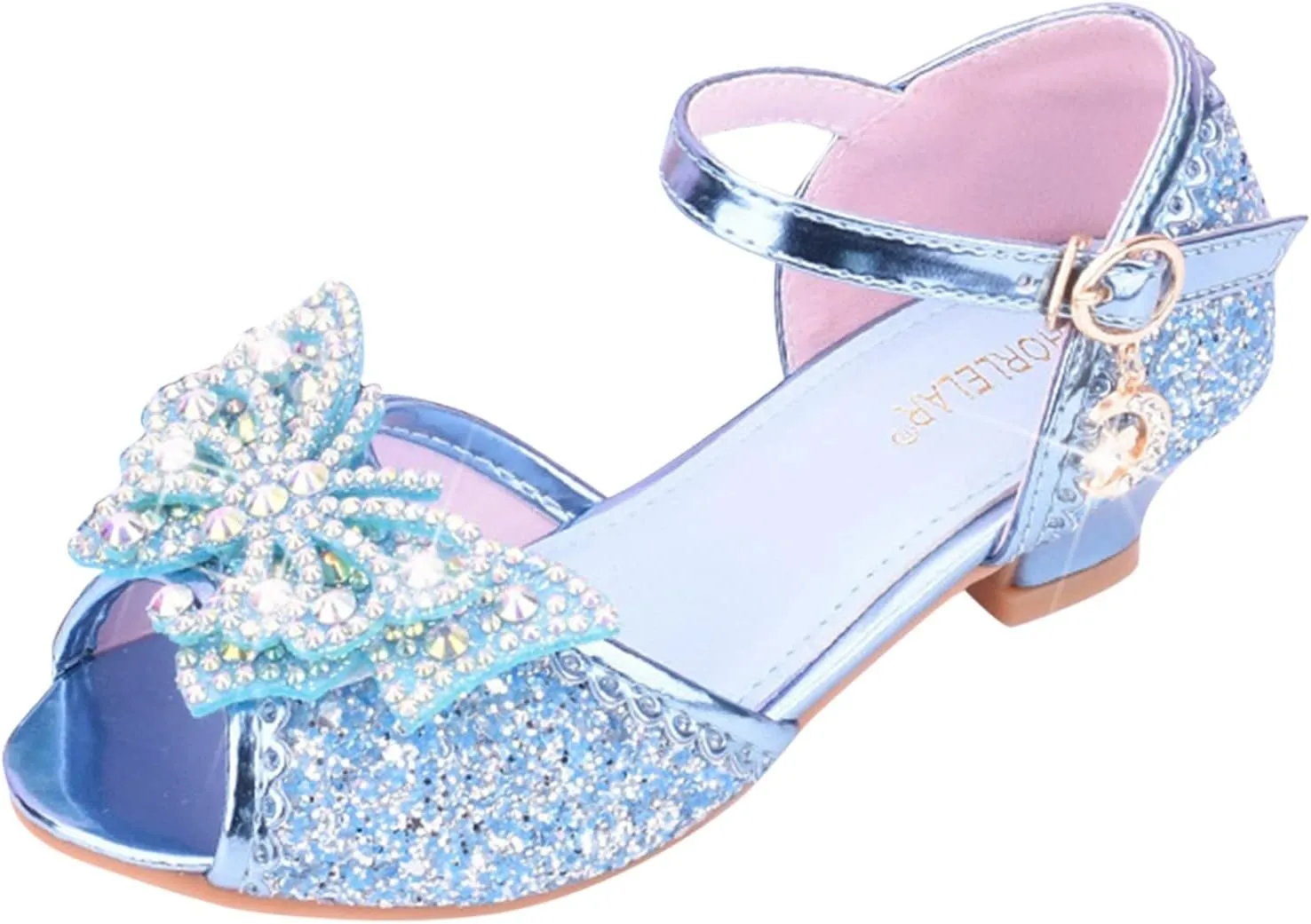 Girls Slides Children Shoes With Diamond Shiny Sandals Princess Shoes Bow High Heels Show Hiking Sandals Kids
