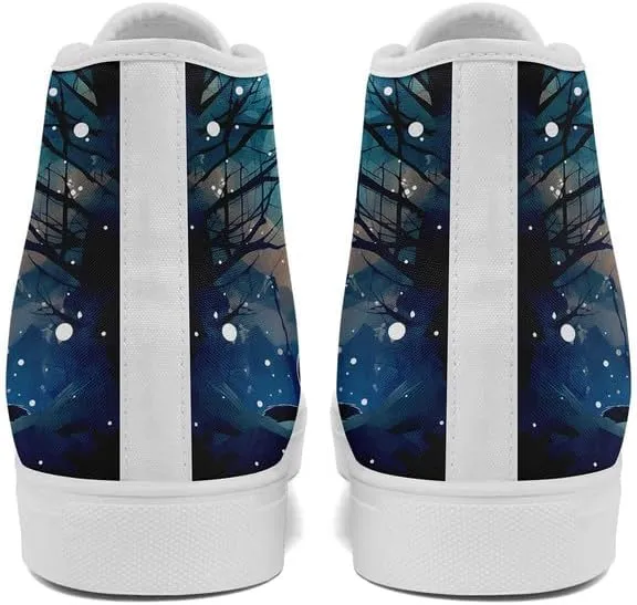 High-Top Canvas Shoes for Girls Boys Galaxy, Cat, Dogs Prints Fashion Sneakers Breathable Lightweight Casual Footwear