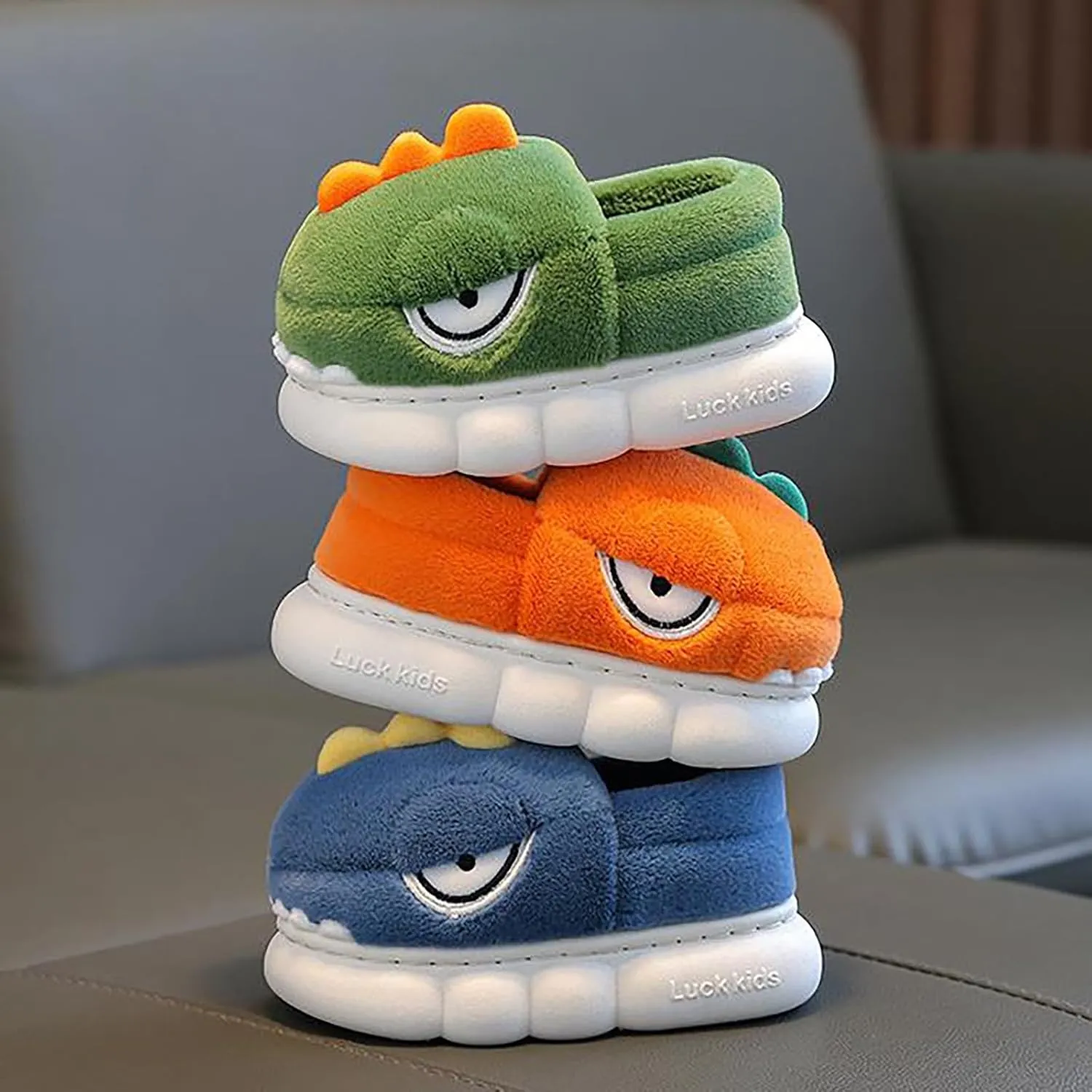 House Children's Cotton Slippers Boys Winter Girls Cute Children Indoor Home Baby Non Slip Furry Cars Slippers Boys