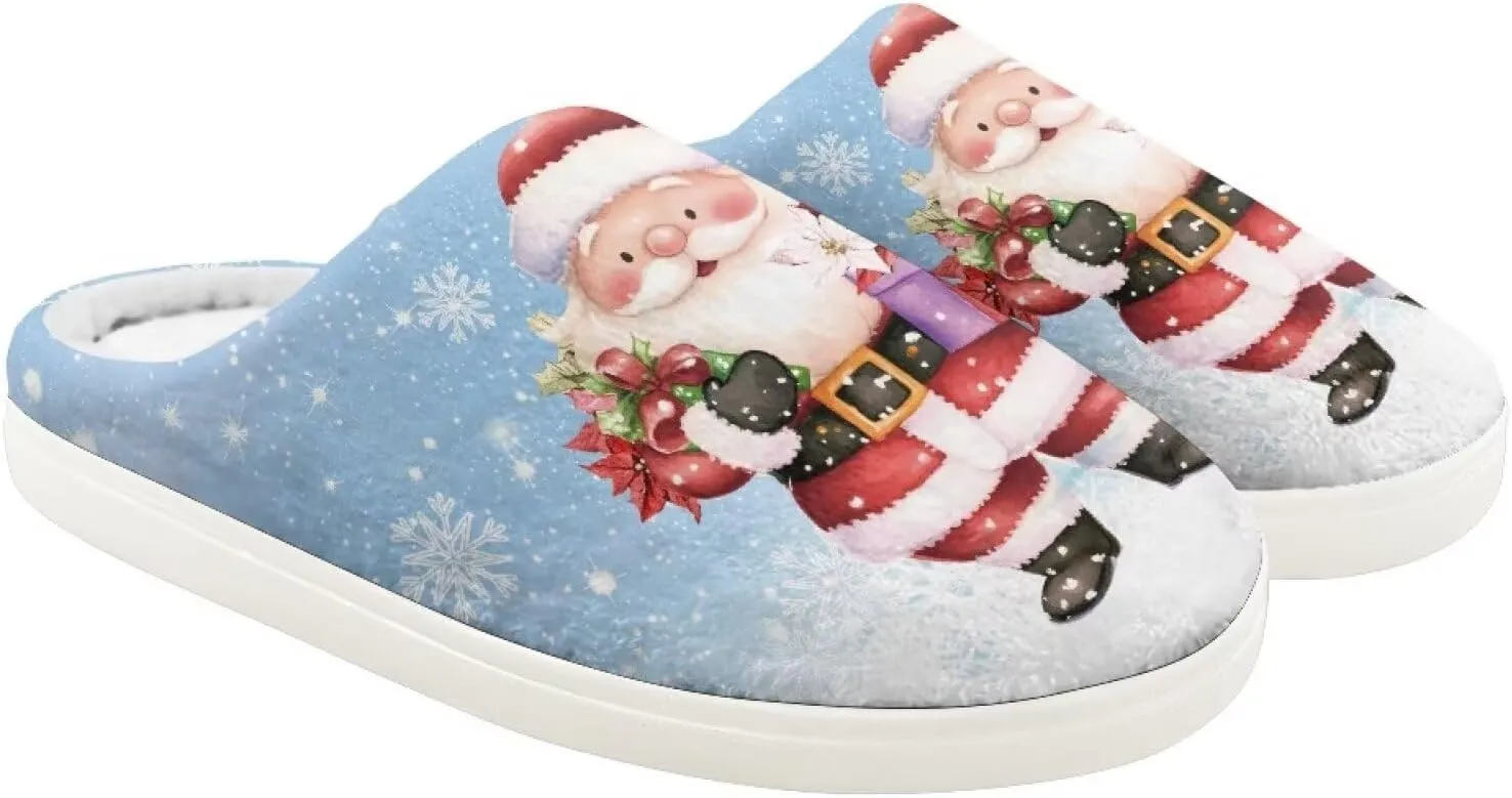 House Slippers for Kids Girls Fuzzy Christmas House Slippers Winter House Shoes-White
