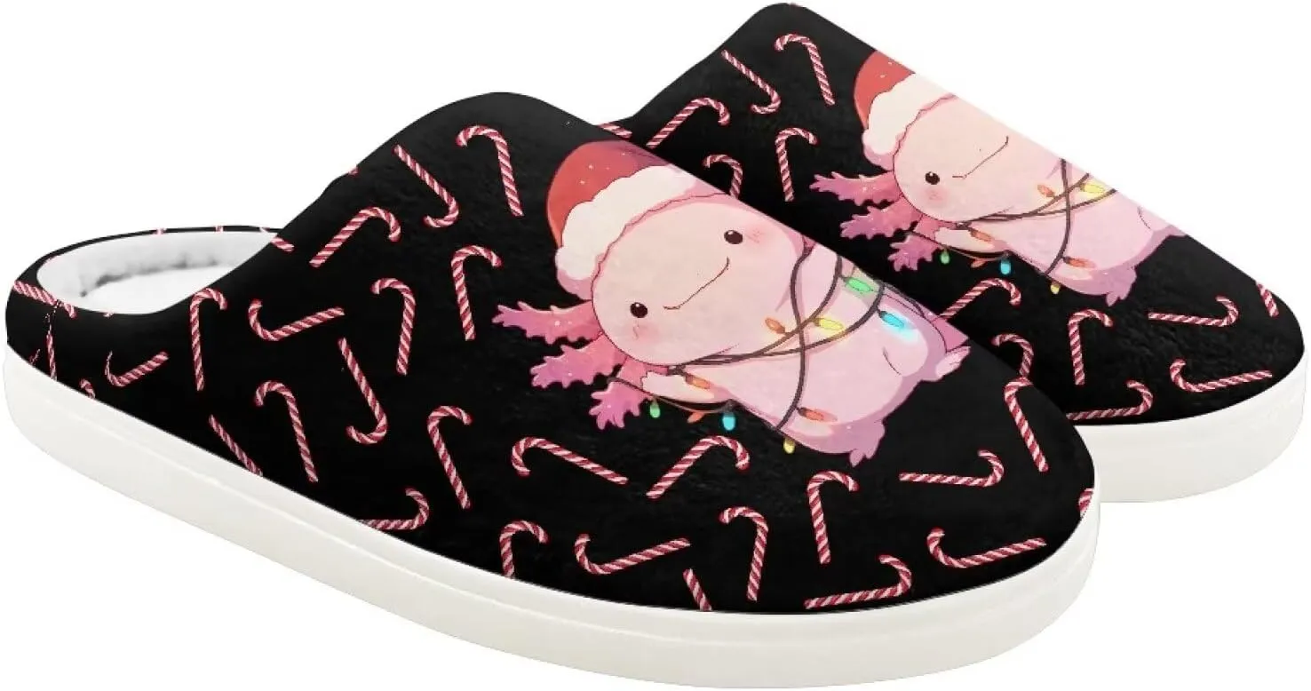 House Slippers for Kids Girls Fuzzy Christmas House Slippers Winter House Shoes-White