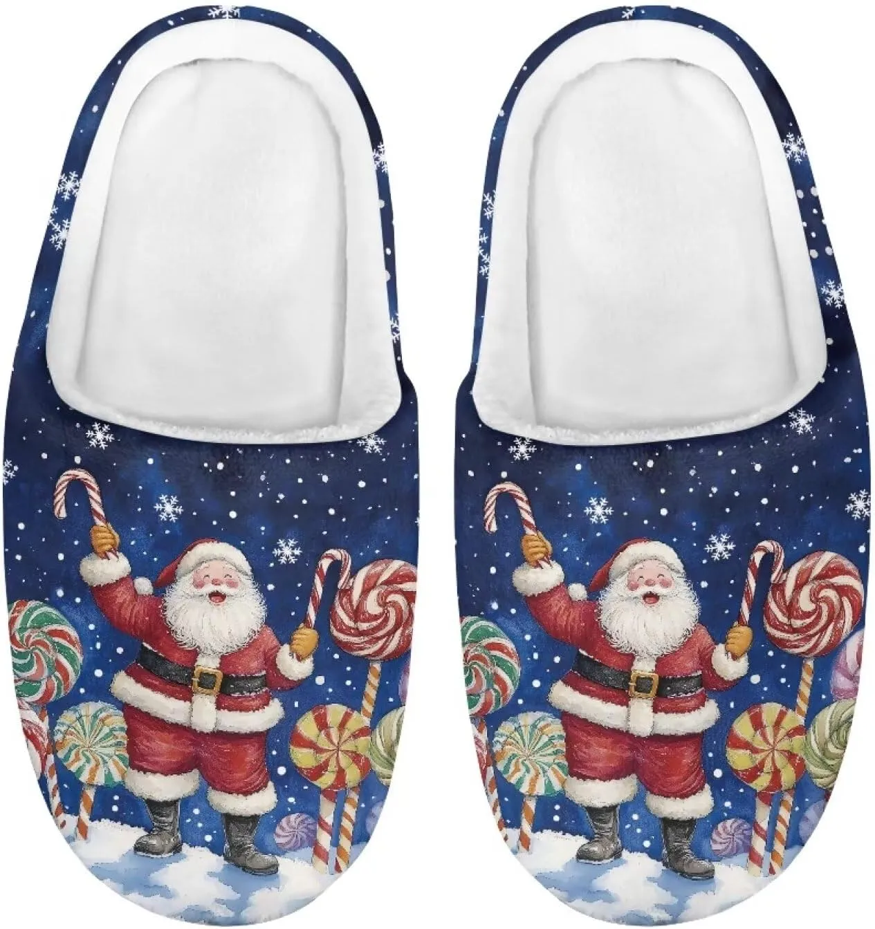 House Slippers for Kids Girls Fuzzy Christmas House Slippers Winter House Shoes-White