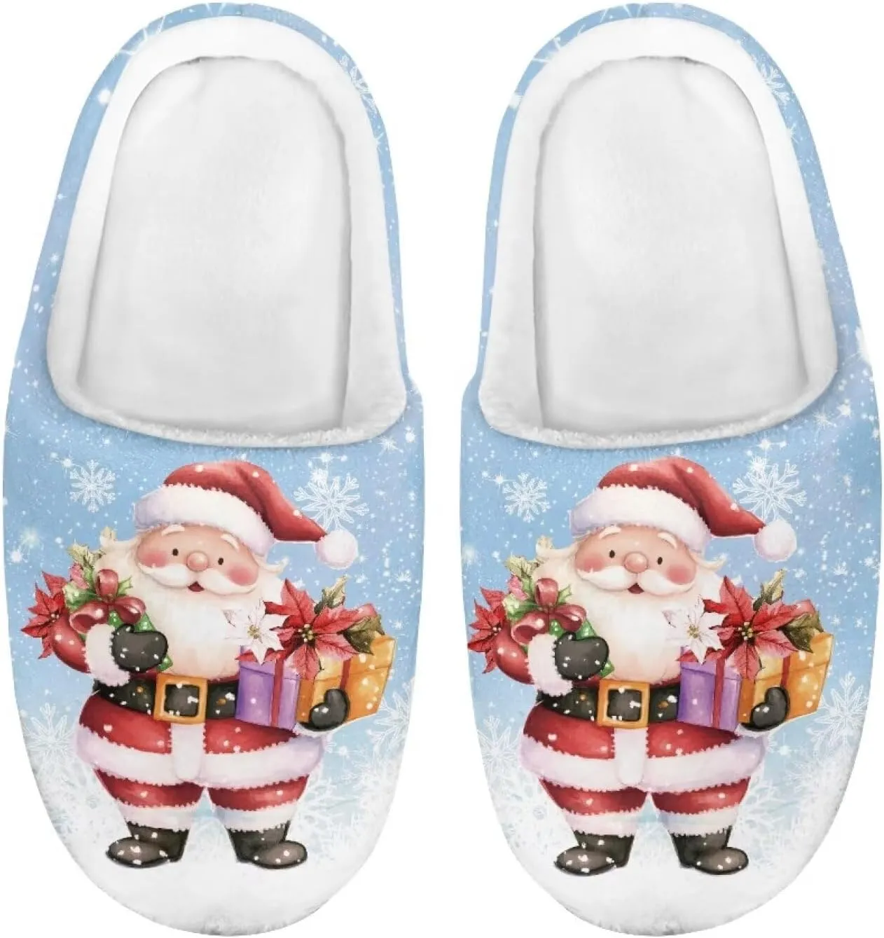 House Slippers for Kids Girls Fuzzy Christmas House Slippers Winter House Shoes-White