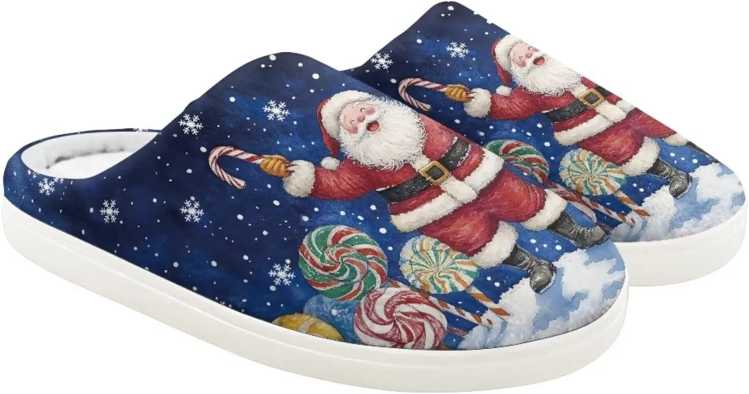 House Slippers for Kids Girls Fuzzy Christmas House Slippers Winter House Shoes-White
