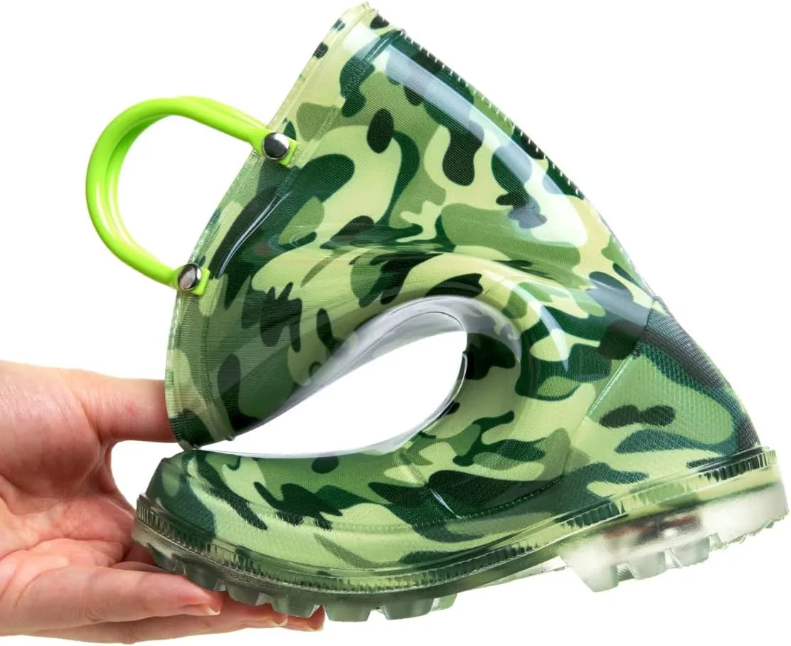 HugRain Light Up Rain Boots for Little Kids