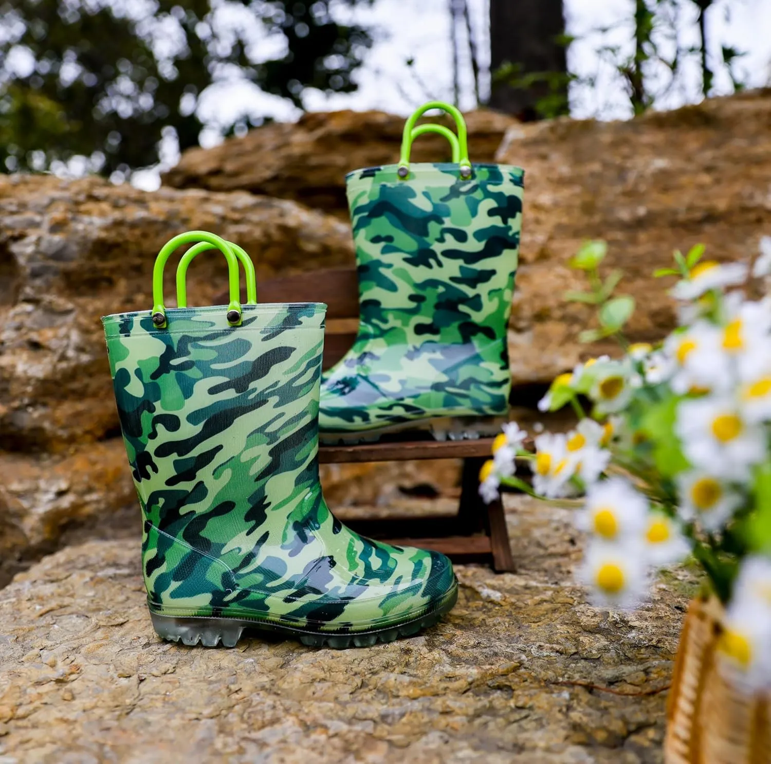 HugRain Light Up Rain Boots for Little Kids