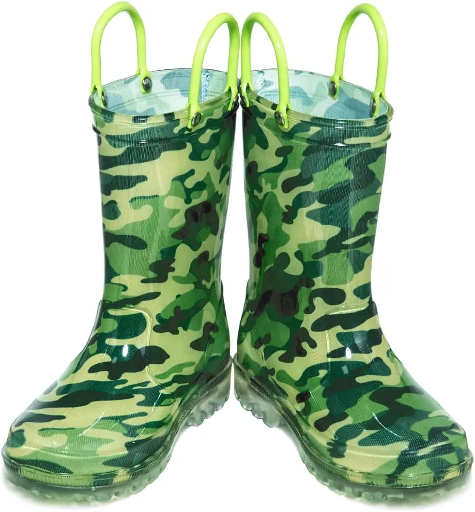 HugRain Light Up Rain Boots for Little Kids
