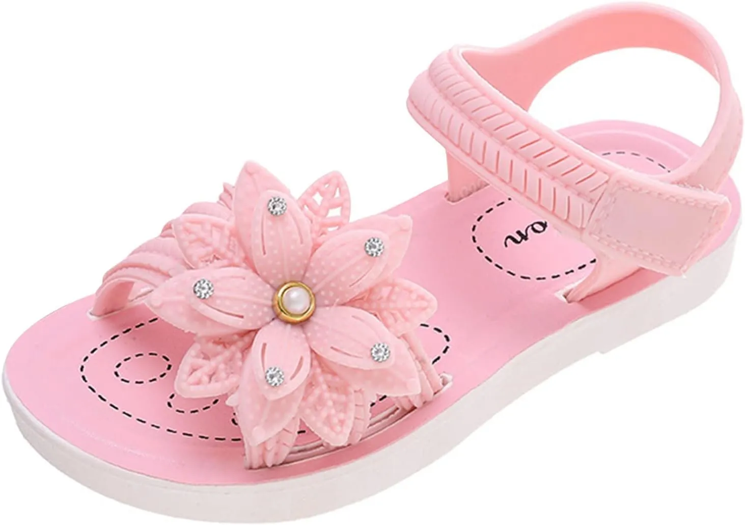 ??ink Flower Princess Sandals For Girls Open Toe Wide Dress Shoes With Strap Girls Kids Summer Casual Beach Pool Loafers