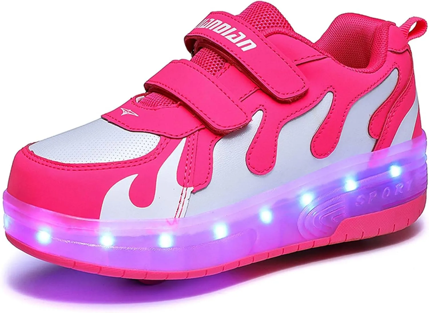 Kids Double Wheel Roller Skate Shoes Rechargeable Light Up Shoes Casual Walking Shoes