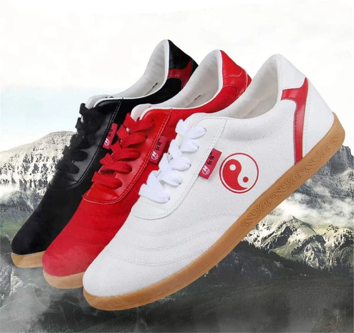 Kung Fu Shoes,Men Women Tai Chi Flat Non-Slip Shoes Martial Arts Soft Canvas Shoes Kungfu Bottom Walking Trainer Fitness Unisex Sports Shoes