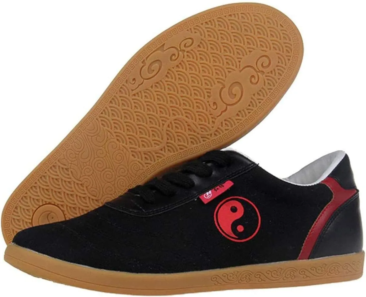 Kung Fu Shoes,Men Women Tai Chi Flat Non-Slip Shoes Martial Arts Soft Canvas Shoes Kungfu Bottom Walking Trainer Fitness Unisex Sports Shoes