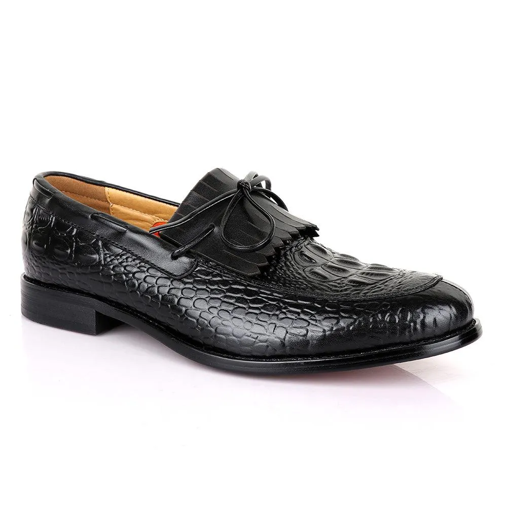 LoriBlu Exotic Croc Lashes  Black Leather Shoe