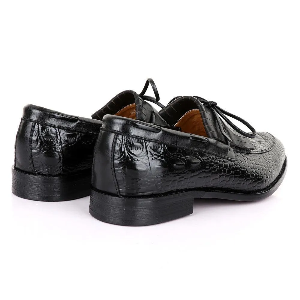LoriBlu Exotic Croc Lashes  Black Leather Shoe