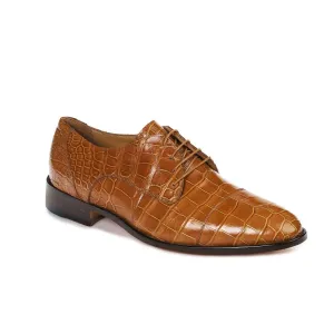 Mauri 4896 Cathedral Men's Designer Shoes Cognac Body Alligator Oxfords (MA5008)