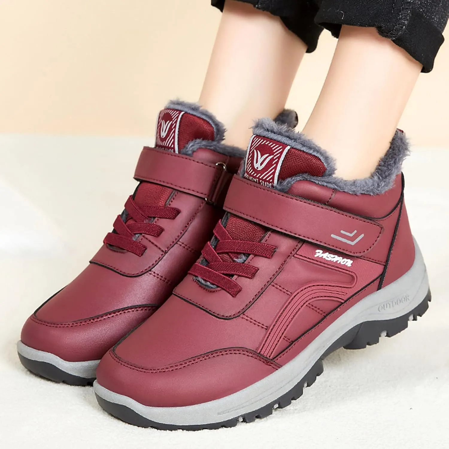 Men Work Boots Waterproof Hiking Sneakers Women's Slip On Warm Women Workout Shoes Business Casual Winter Backpacking Snow Botas Warm Water Hike Grounded Footwear