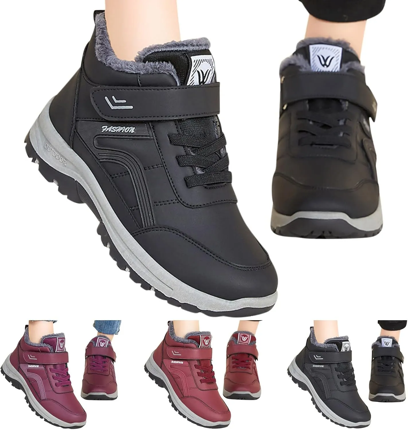 Men Work Boots Waterproof Hiking Sneakers Women's Slip On Warm Women Workout Shoes Business Casual Winter Backpacking Snow Botas Warm Water Hike Grounded Footwear