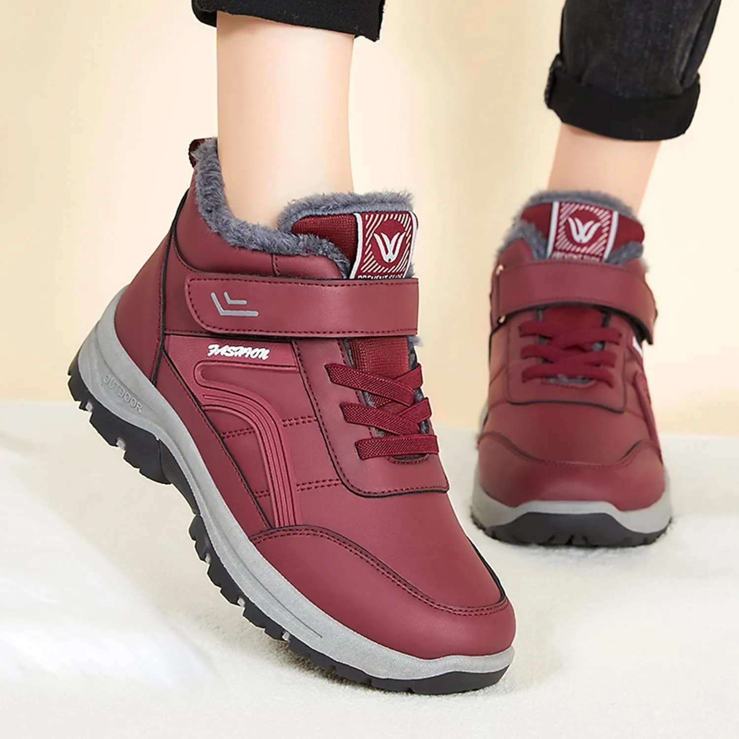 Men Work Boots Waterproof Hiking Sneakers Women's Slip On Warm Women Workout Shoes Business Casual Winter Backpacking Snow Botas Warm Water Hike Grounded Footwear
