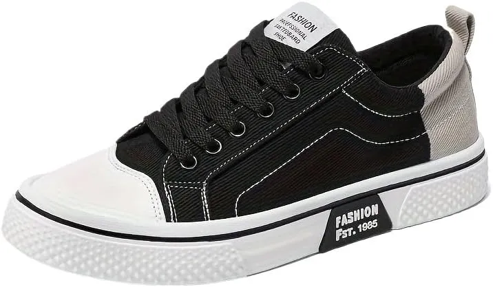 Men's Breathable Canvas Skate Shoes Casual, Sporty with Soft Rubber Sole & Lace-Up Low Top - Perfect for Work & Play