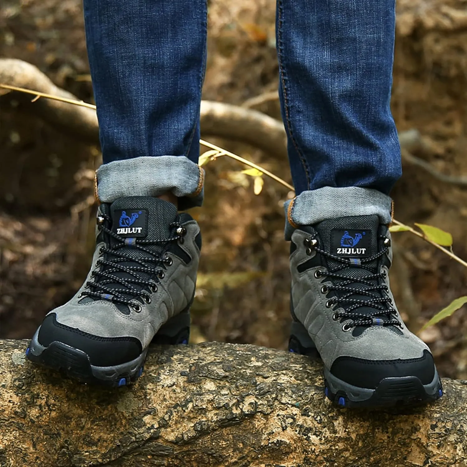 Mens Hiking Ankle Boots Waterproof Winter Warm Boots Breathable Lightweight Outdoor Casual