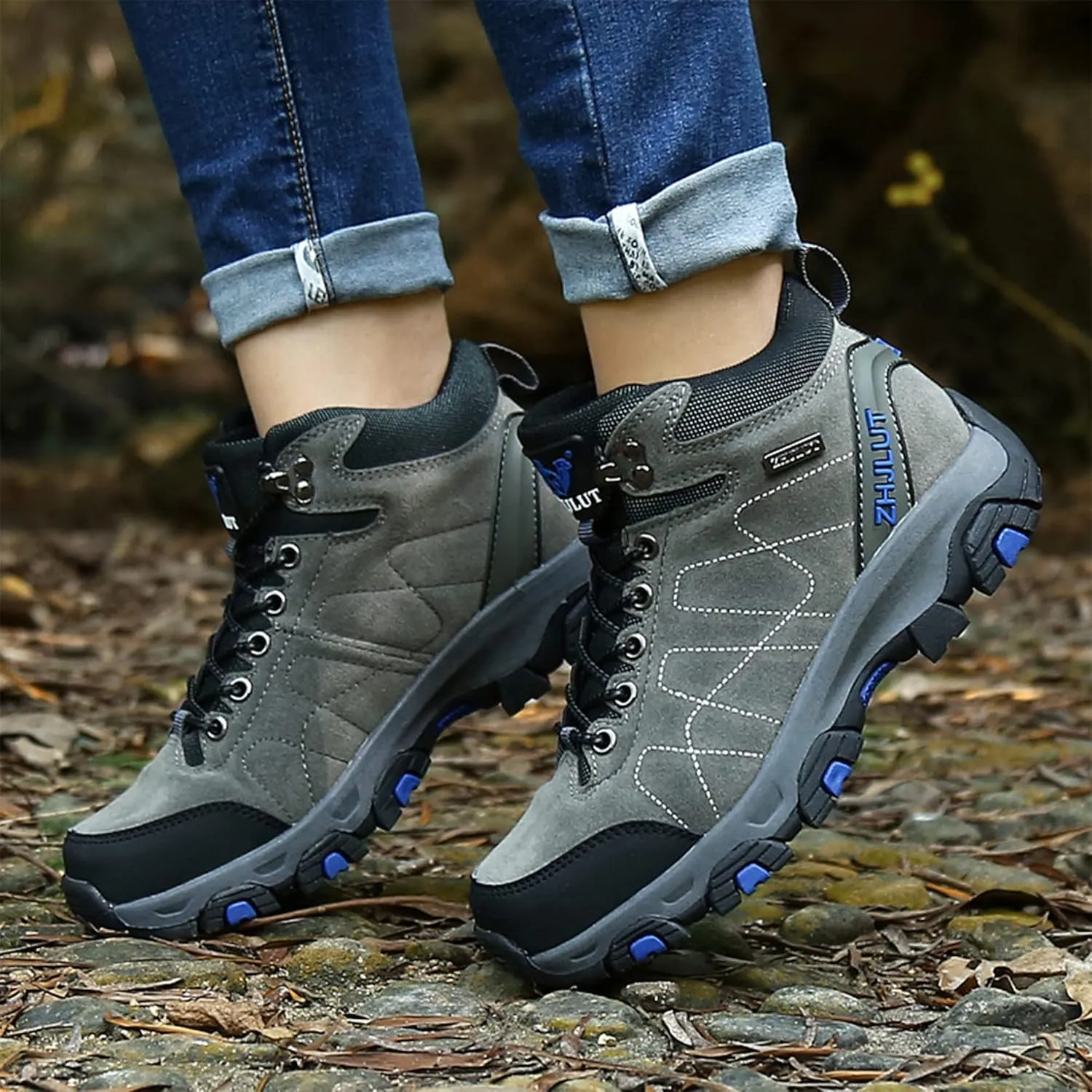 Mens Hiking Ankle Boots Waterproof Winter Warm Boots Breathable Lightweight Outdoor Casual
