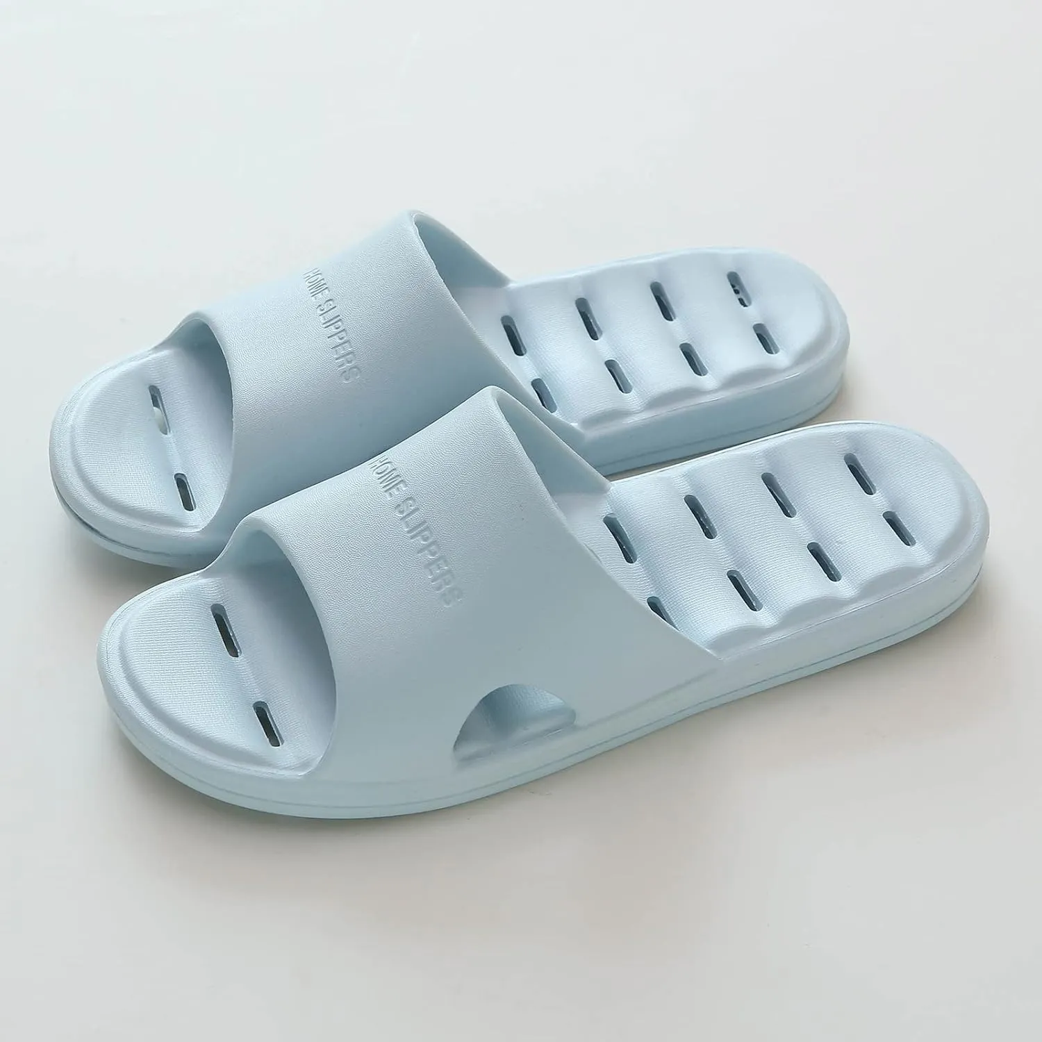 Men's Slides Summer Slippers for Men Shower Shoes with Drainage Holes House Slippers Non Slip Quick Drying Bathroom for Women Men Cloud Slides Pillow Women and Rubber