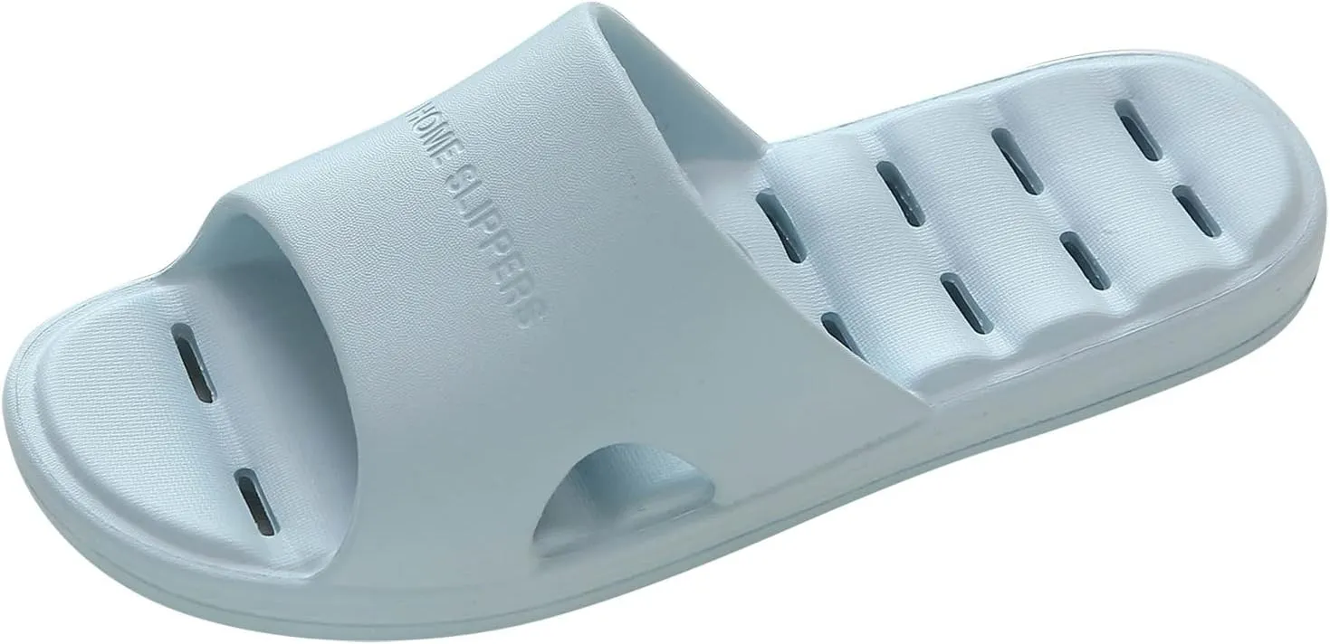 Men's Slides Summer Slippers for Men Shower Shoes with Drainage Holes House Slippers Non Slip Quick Drying Bathroom for Women Men Cloud Slides Pillow Women and Rubber