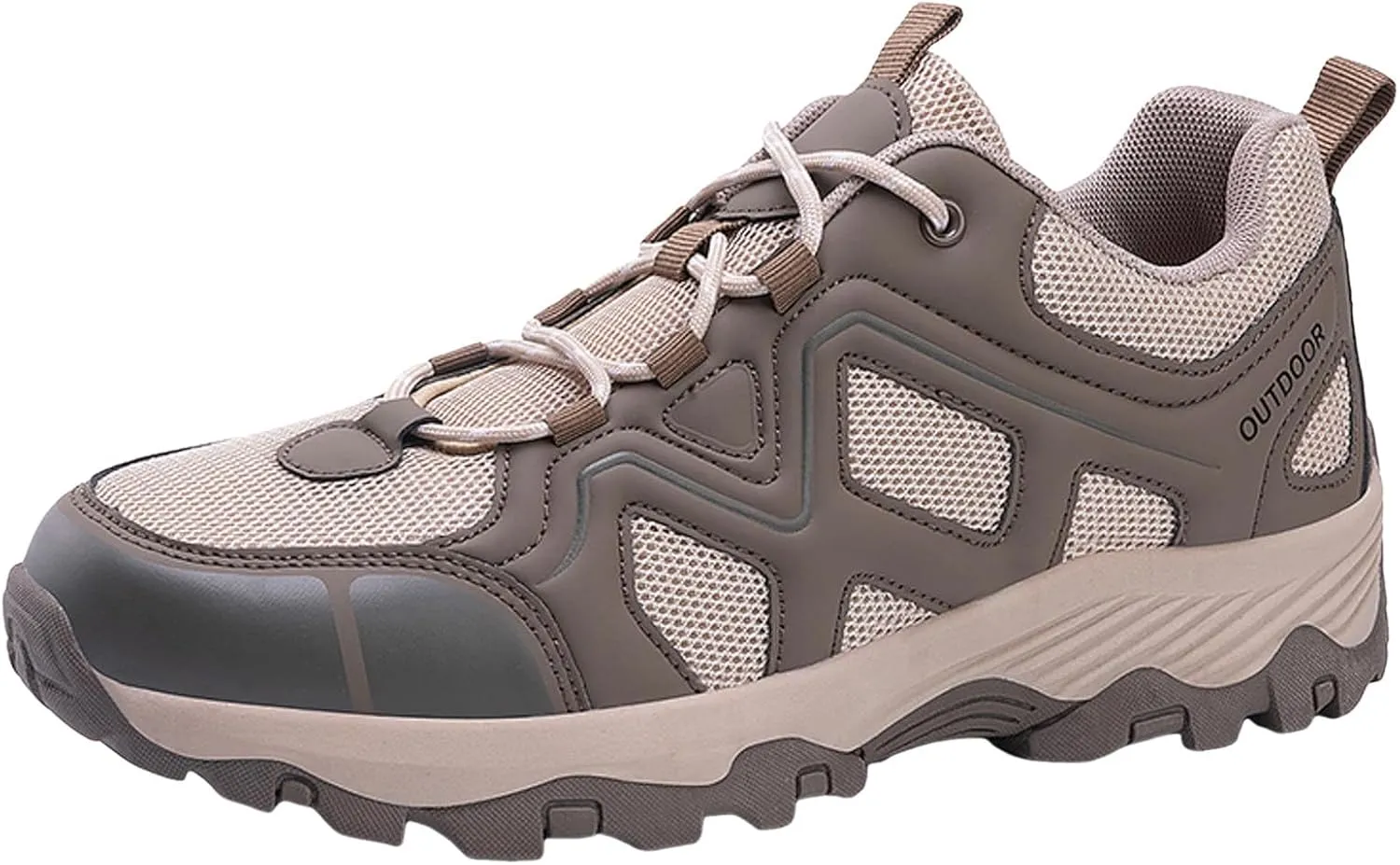 Men's Waterproof Hiking Shoes Lightweight Comfortable Non Slip Leather Walking Shoes for Outdoor Trekking Climbing Camping Mountaineering and Men Daily Work Sneakers