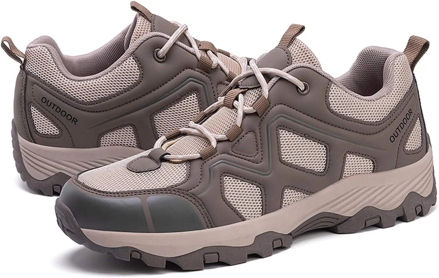 Men's Waterproof Hiking Shoes Lightweight Comfortable Non Slip Leather Walking Shoes for Outdoor Trekking Climbing Camping Mountaineering and Men Daily Work Sneakers