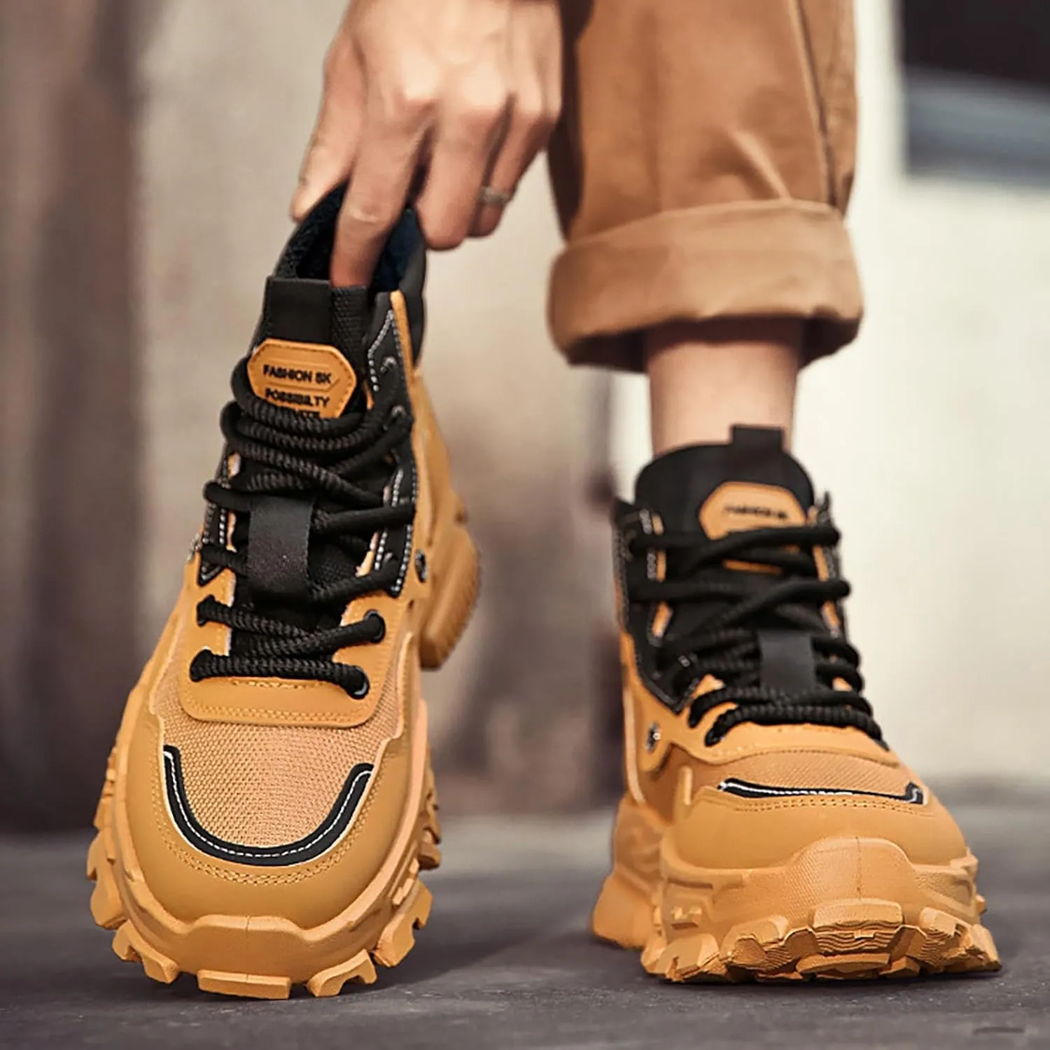 Mens Work Boots Composite Hiking Sneakers Shoes Warm Fur Lined Women Safety Shoes Nonslip Slip On Platform Shoes Lightweight Comfortable Hike Grounded Footwear