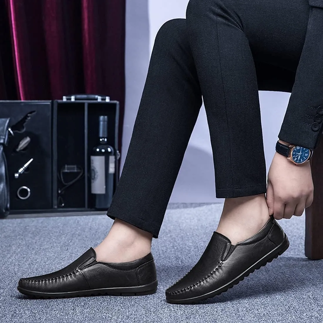 Minishion Boys Mens Casual Shoes Slip on Office Walking Loafers