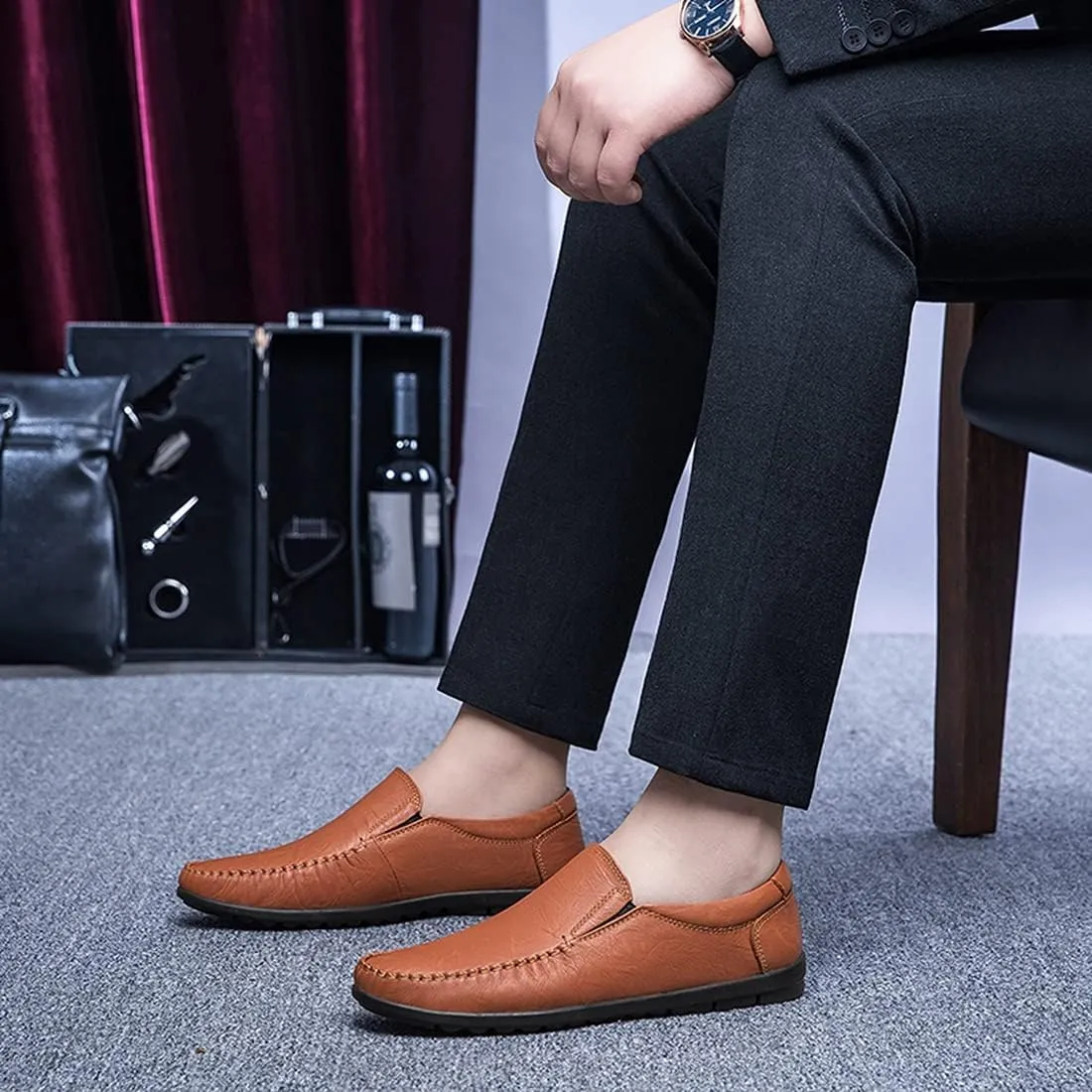 Minishion Boys Mens Casual Shoes Slip on Office Walking Loafers