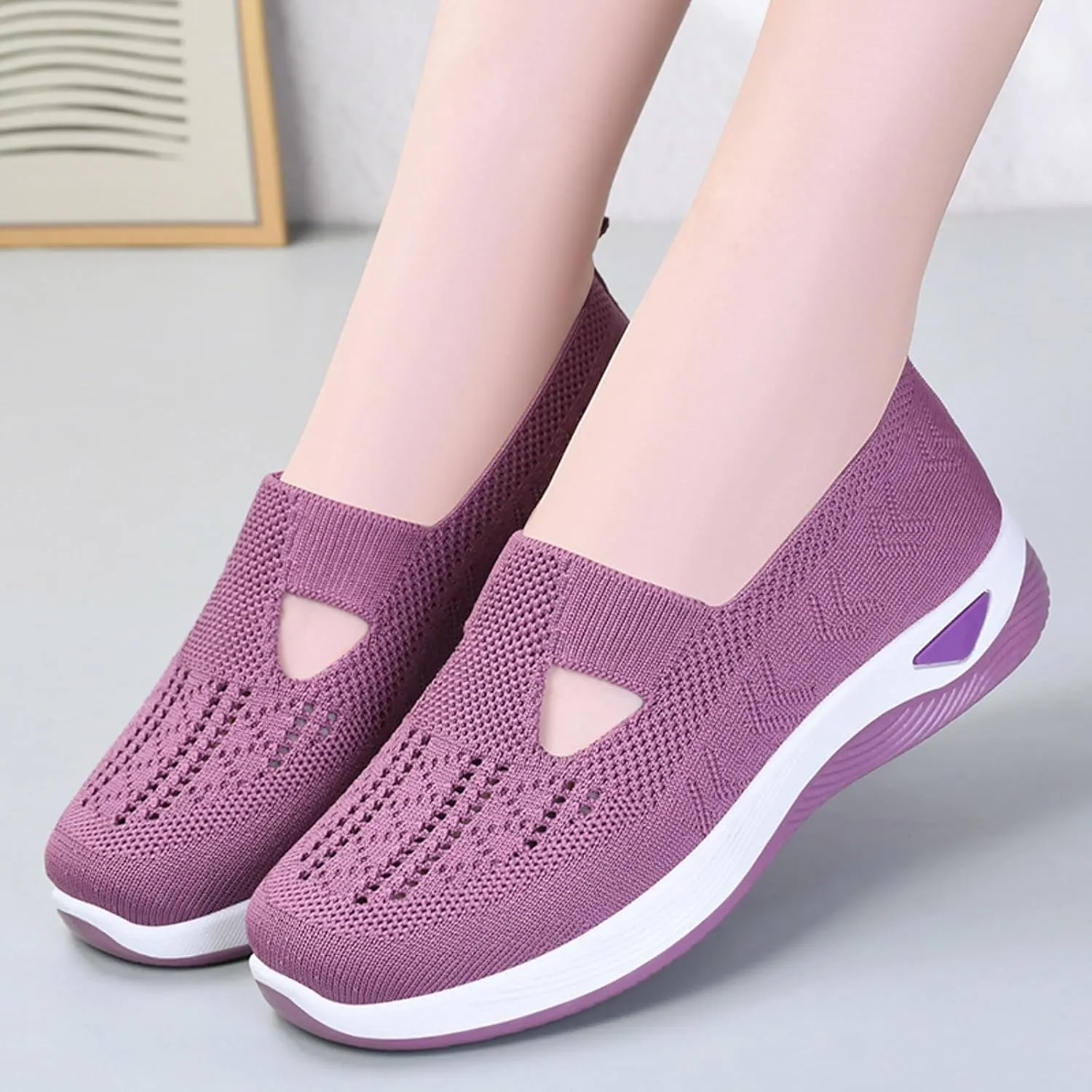 Orthopedic Diabetic Shoes for Women Slip On Walking Sneakers with Arch Support Comfortable Casual Loafers Plantar Fasciitis Foot Pain Relief