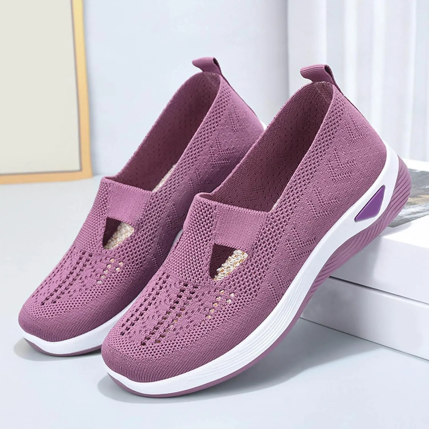 Orthopedic Diabetic Shoes for Women Slip On Walking Sneakers with Arch Support Comfortable Casual Loafers Plantar Fasciitis Foot Pain Relief