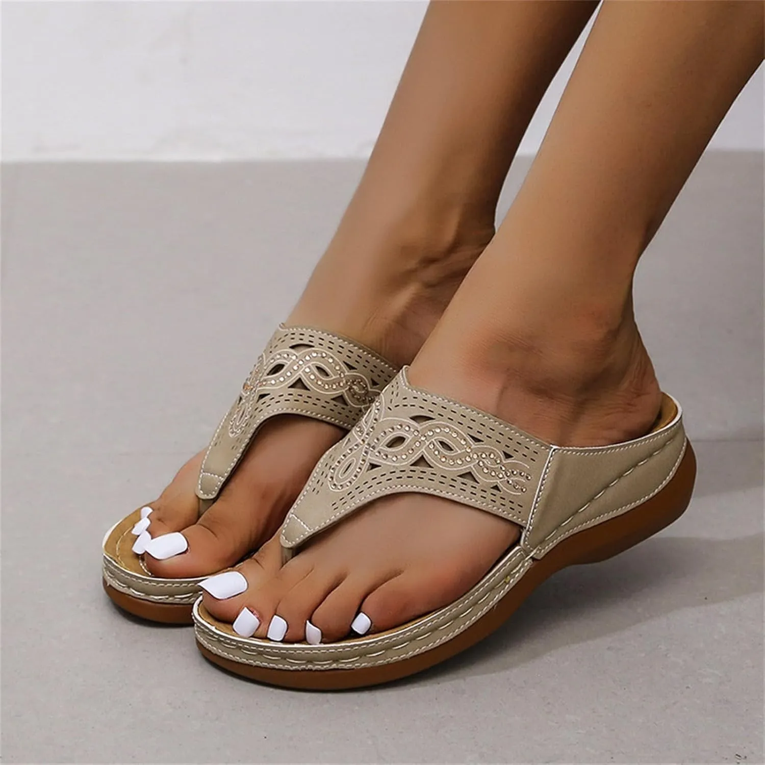 Platform Sandals Women Comfortable Summer Walking Arch Support Orthopedic Beach Casual Adjustable Slide Outdoor Flip Flops Lightweight Hiking