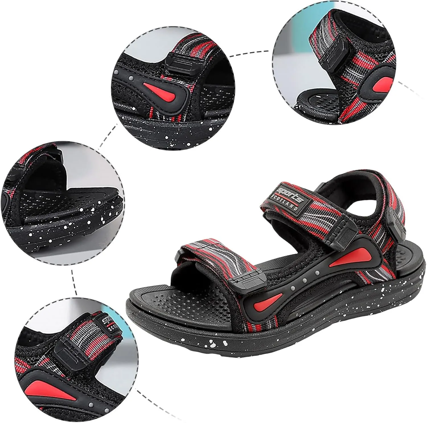 Sandals Boy Shoes Kids Summer Athletic Sports Open-Toe Outdoor/Water Sandals & Slides Adjustable Straps for Toddler/Little/Big Kids