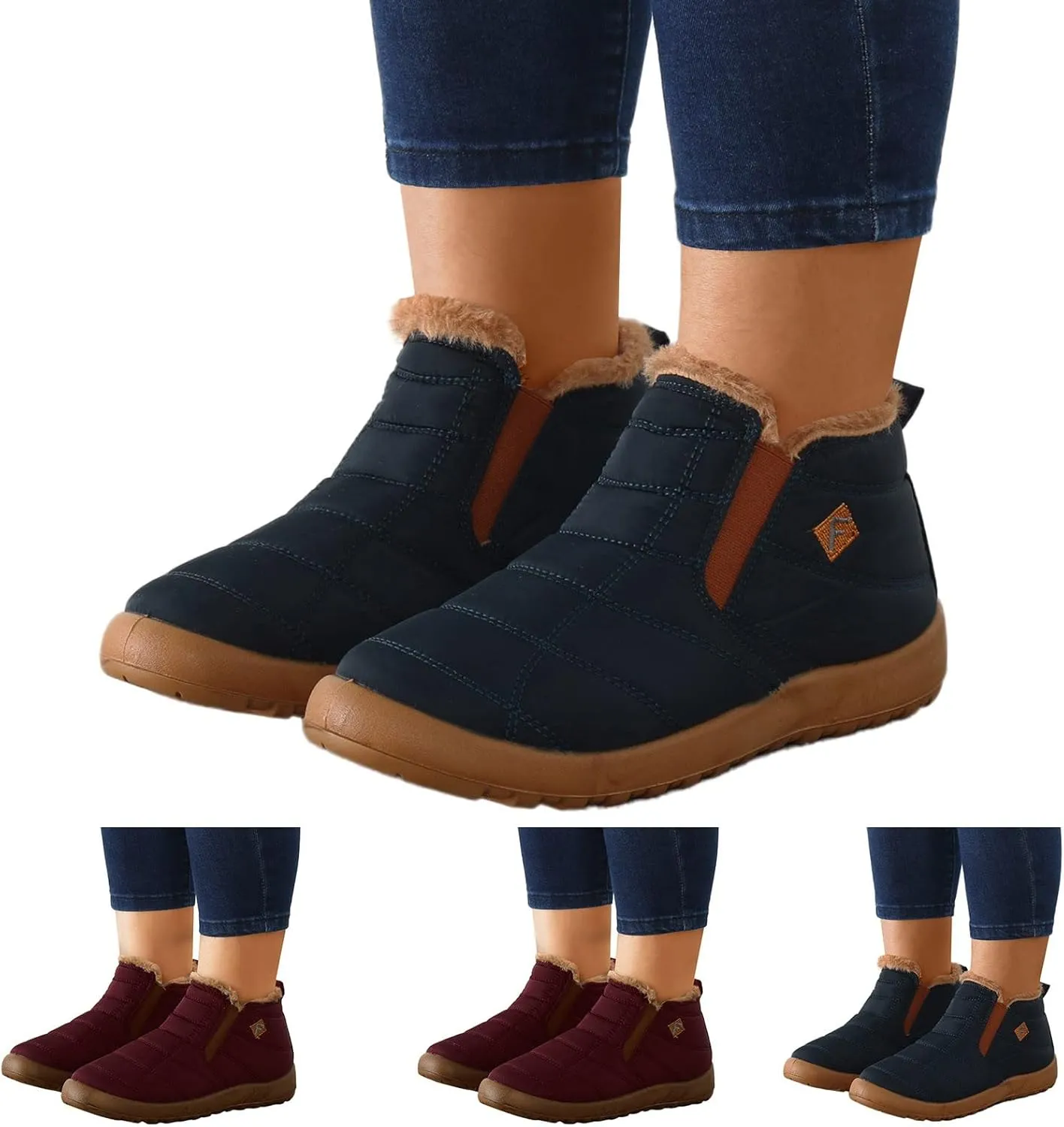 Snow Boots for Women Knee High Snow Boots for Women Size 7 Wide Womens Wide Toe Snow Boots Boots for Winter Waterproof Botas Contra El Agua Para Mujer Cortas
